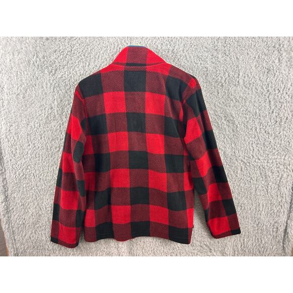 Bonobos Buffalo Plaid Snap Fleece Pullover Red Black Check Men’s Size M - Picture 2 of 8